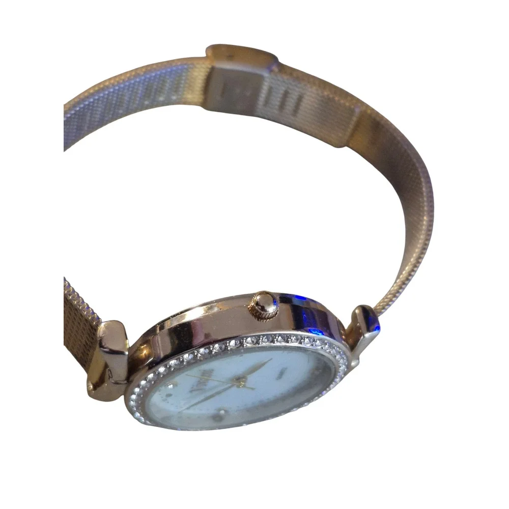 Vivani by Accutime Ladies‎ Watch Gold Bezel with Rhinestones Quartz New Battery
